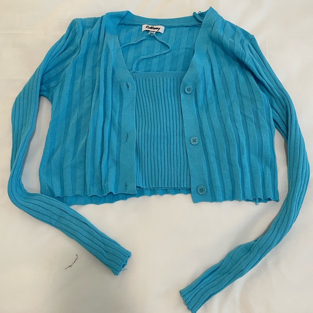 Verge girl blue cardigan and tank top size s/m
